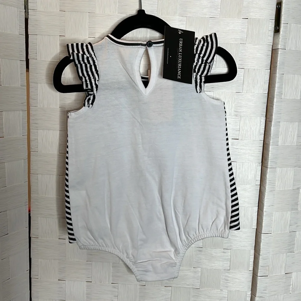 FIRST Impressions Black and White Stripe Sunsuit
